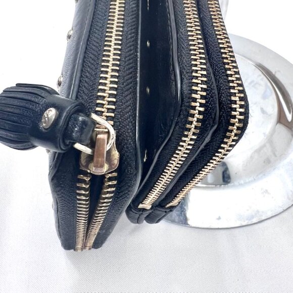 2 Vintage Wallets black leather full zip COACH  & Ana Hindmarch with Studs (70) - Picture 10 of 11